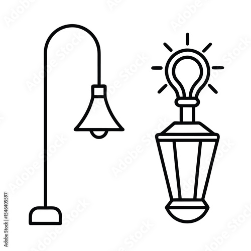 lamp light on and off icon vector illustration