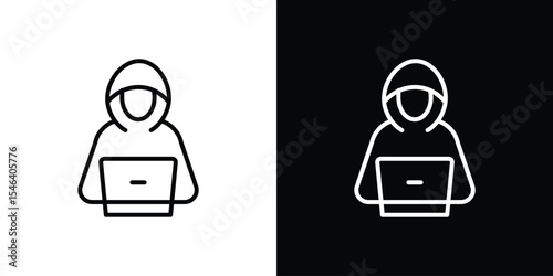 Hacker icon in black. flat graphic vector icon