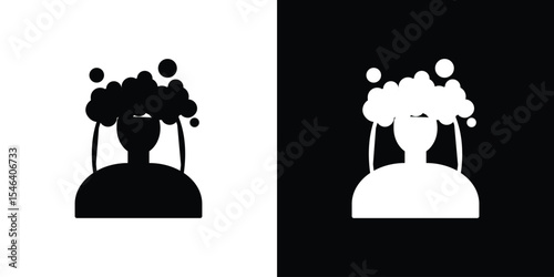 Hair washing icon in black. flat graphic vector icon