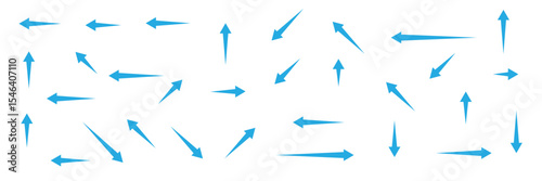 Set of black and blue arrow showing air or wind flow. Air conditioner direction. Isolated on white background . EPS 10 . 