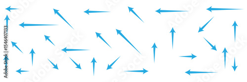 Set of black and blue arrow showing air or wind flow. Air conditioner direction. Isolated on white background . EPS 10 . 