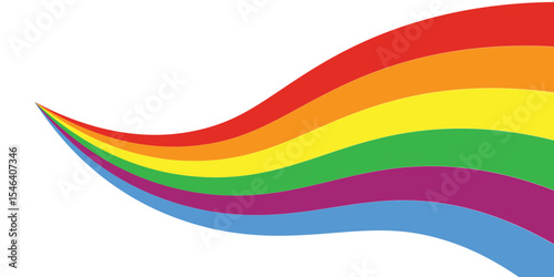 Happy Pride Month Celebration Banner Design With Cartoon Man Riding Bicycle And Holded Rainbow Flag On White Background.