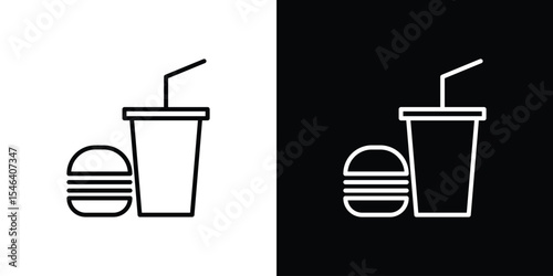 Hamburger soda icon in black. flat graphic vector icon