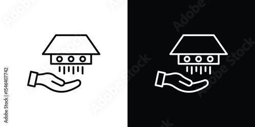 Hand dryer icon in black. flat graphic vector icon