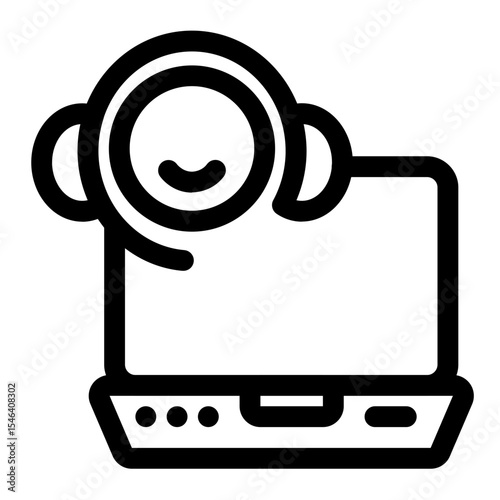 Laptop Computer with Headset Icon