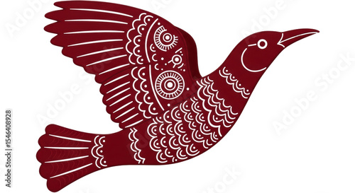 Isolated Folk Art Bird