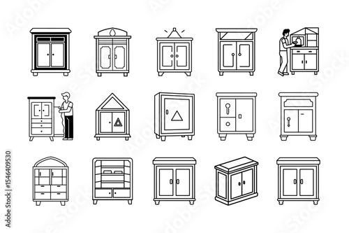 Cabinet Icon set on white background