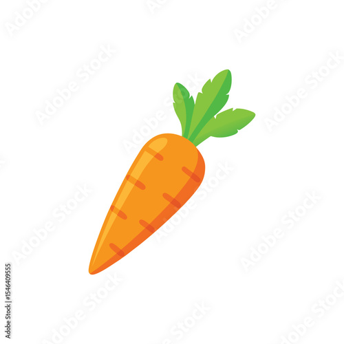 Fresh and healthy cartoon vector illustrations of a ripe orange carrot with a green leaf and a vibrant pumpkin, isolated on white