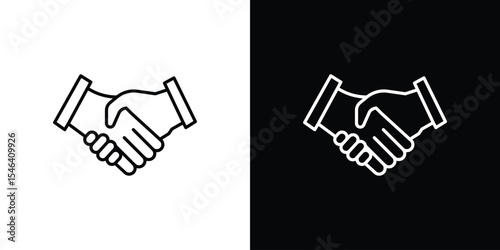 Handshake icon in black. flat graphic vector icon