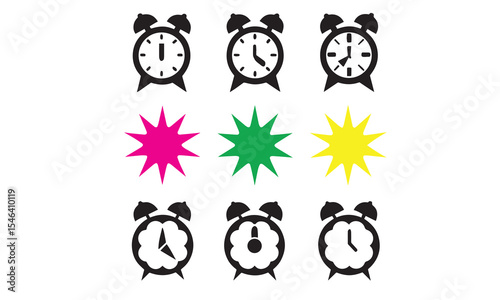 Flat long shadow clock icon