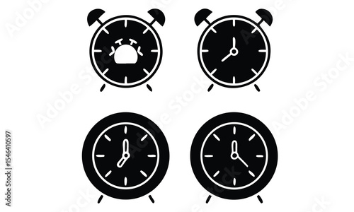 Flat long shadow clock icon