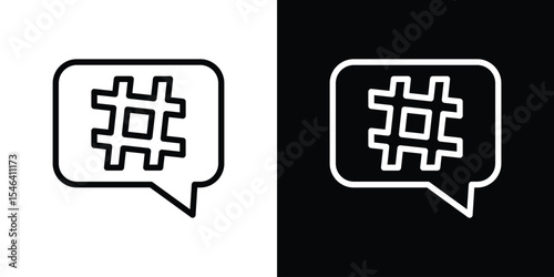 Hashtag icon in black. flat graphic vector icon