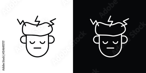 Headache icon icon in black. flat graphic vector icon