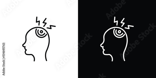 Headache icon in black. flat graphic vector icon