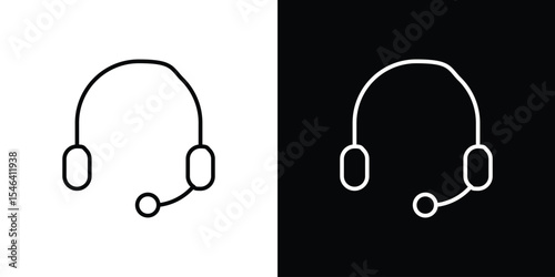 Headphone icon in black. flat graphic vector icon