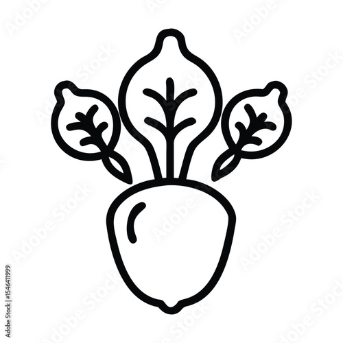 Set of Nine Hand Drawn Vegetables Line Icons