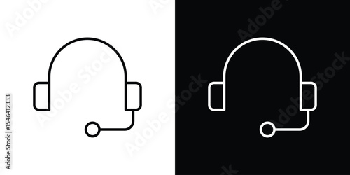 Headset icon in black. flat graphic vector icon