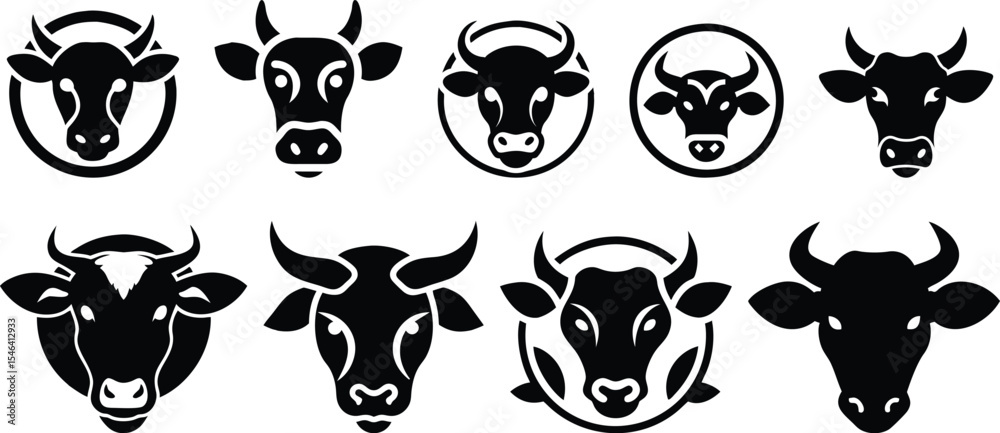 Fototapeta premium Bull head logo set vector illustration