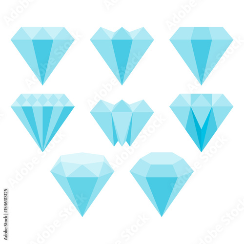 Shiny blue diamonds with geometric cut styles collection