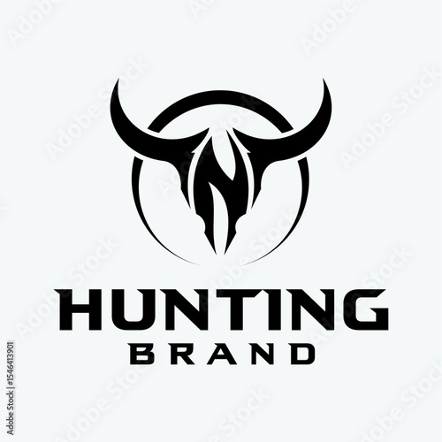 Skull cow head logo in the shape of the letter N with horn logo design, inspiration, vector illustration