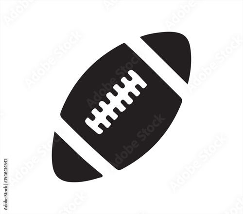 Black and white vector icon of a rugby football for sports game illustration