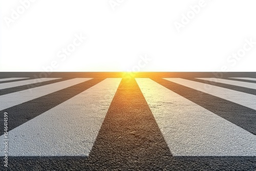 Pedestrian Crossing During Sunset Isolated on White Background, Depth of Field