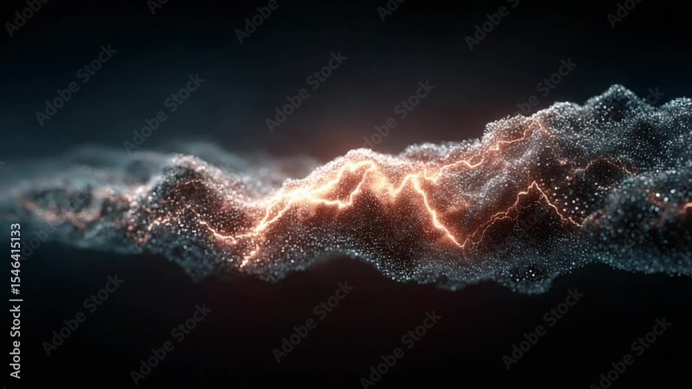 Abstract electric lightning flowing dynamic power, energy wave, dark background