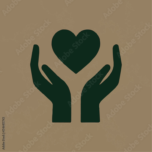 Compassionate Hands Holding a Heart SVG Icon Graphic
