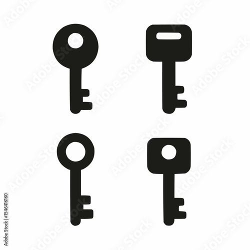 Four Simple Key Icons  Versatile Design Elements for Access and Security