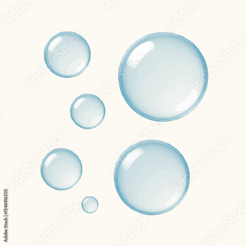 Water Droplets Bubbles Transparent, Sparkling, and Clean Icon Set
