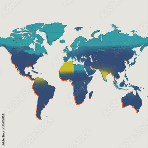 Stylized High-Contrast Vector World Map Illustration A Global Perspective
