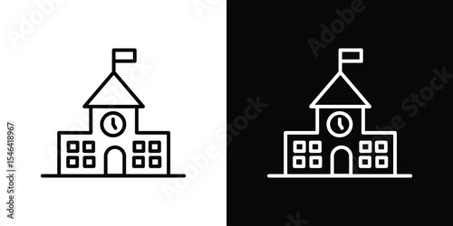 High school building icon in black. flat graphic vector icon