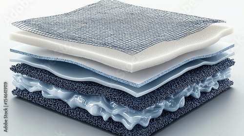 Detailed Multi-Layered Mattress Material Illustration: Cross-Sectional View of Somnigel Components