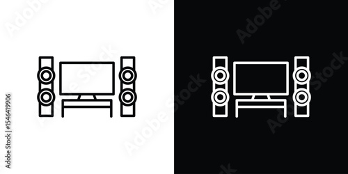 Home cinema icon in black. flat graphic vector icon
