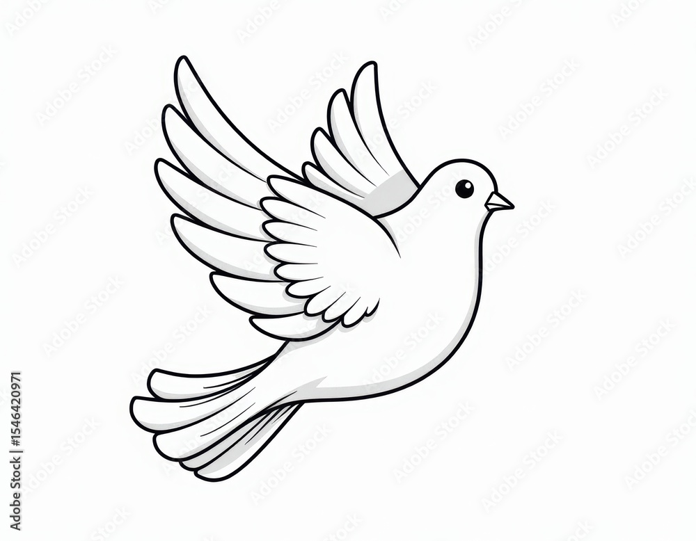 White Dove of Peace Simple Line Drawing Illustration White Dove of Peace Simple Line Drawing Illustration