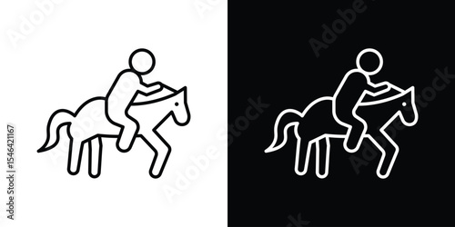 Horse riding icon in black. flat graphic vector icon