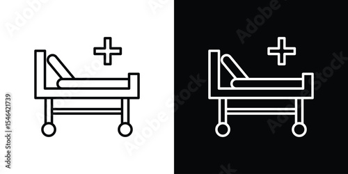 Hospital bed icon in black. flat graphic vector icon
