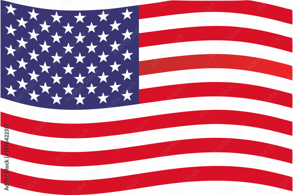 Obraz premium High-quality American flag vector illustration with clean lines and accurate colors, perfect for patriotic designs, banners, and print materials.