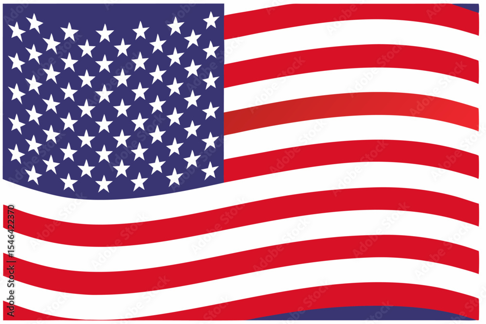 Naklejka premium Elegant and scalable USA flag vector with sharp lines and vibrant colors, perfect for design projects, presentations, or merchandise.