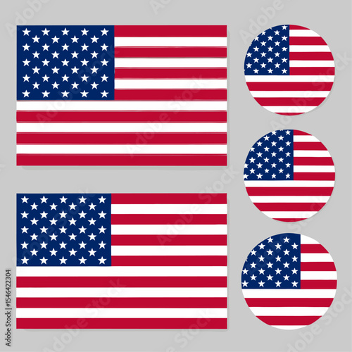 Collection of American flag vectors with different angles, textures, and formats—ideal for infographics, branding, posters, or celebratory graphics.