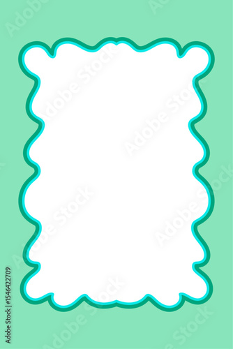 Wavy Retro Rectangular Scalloped Turquoise Blue Frame