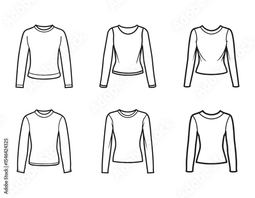 long sleeve top sketch line art vector illustration
