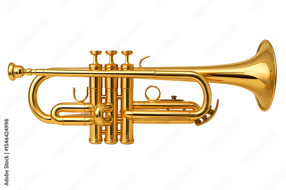 Obraz premium Golden trumpet isolated on transparent background