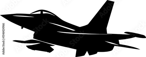 Black silhouette of fighter jet flying in the sky  