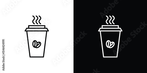 Hot coffee cup icon in black. flat graphic vector icon