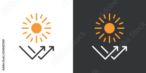 太陽の紫外線の線画アイコン