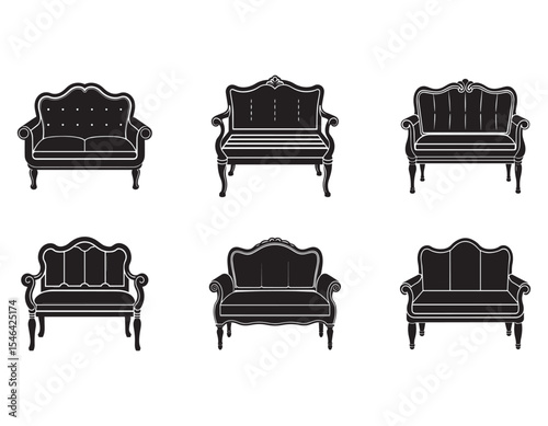 loveseat bench icon silhouette vector illustration