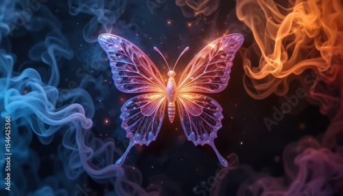 Colorful abstract fractal background with starburst light design, a vibrant illustration of exploding shapes in blue and purple fantasy space