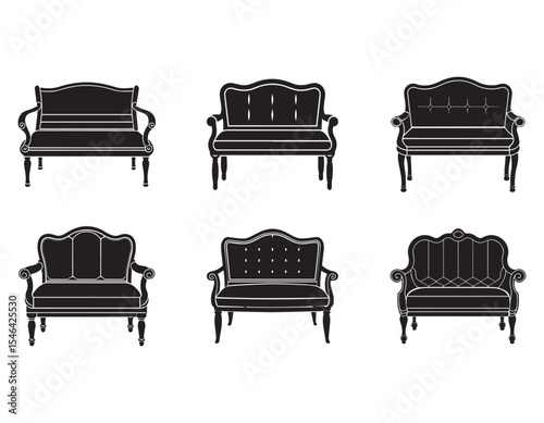 loveseat bench icon silhouette vector illustration
