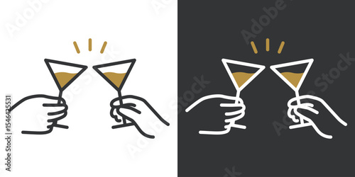 カクテルグラスで乾杯するアイコン